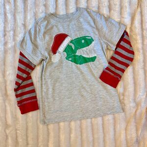 Boy’s JK Christmas Dino Thermal Sleeve shirt Size 6